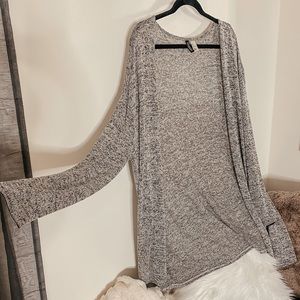 Leggings-Length Thin Grey Speckled H&M Cardigan